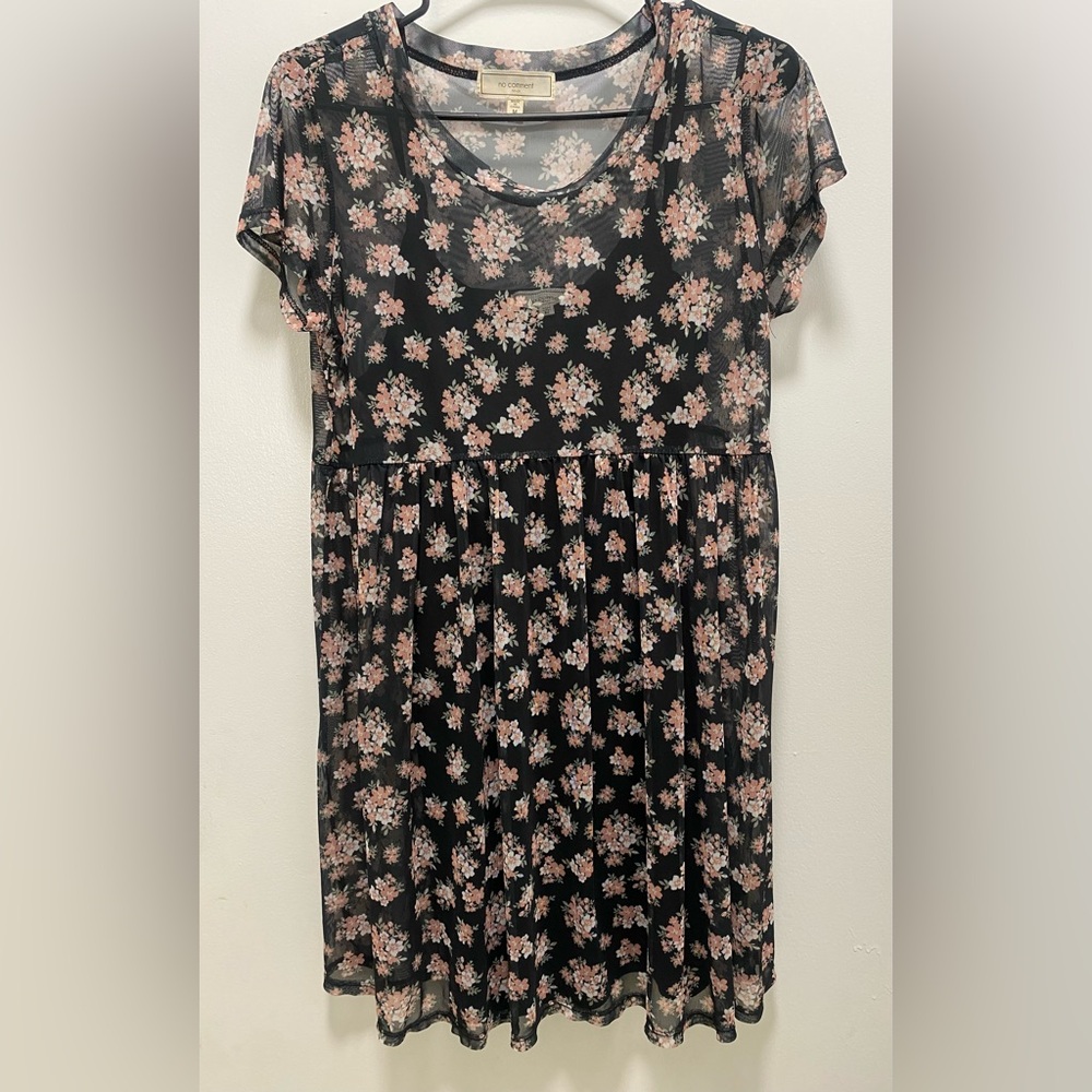 No Comment Floral Sheer Black Dress